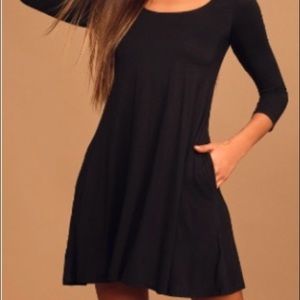 NWT LuLus Twirl Power Black Swing Dress